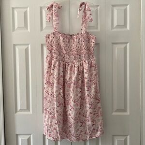 Shirred Top Tie Strap Dress. Can be worn strapless